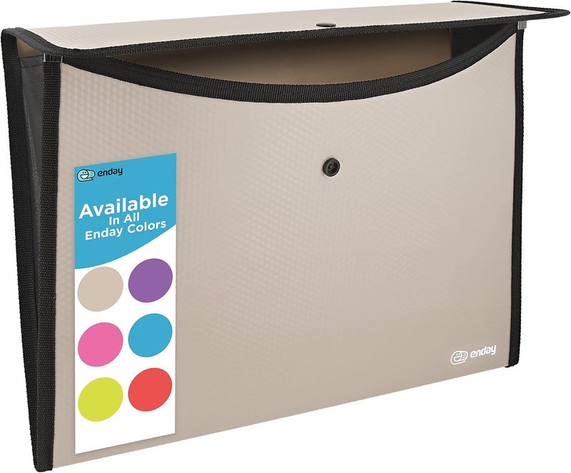 Enday Square Flap Document Holder Grey, Expanding File Folder, A4 Letter Size Reusable Filling Envelopes, Snap Closure Wallet File Pouch Also Available in Pink, Purple, Green, Red, Blue, 1 Pc– by - Image 1